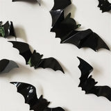 Yeknu 16pcs Halloween 3D Black Bat Wall Stickers Removable Halloween DIY Wall Decal Halloween Party Decoration Horror Bats Stickers