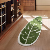 Yeknu Green Leaf Shape Palm Tree Tufted Rug Soft Plush Carprt Floormat Bedside Rug Room Decor Non-slip Absorbent Bathroom Floor Mat