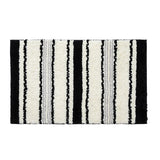 Yeknu Tufting Black White Bathroom Mat Soft Geometric Stripe Bathmat Carpet Living Area Pad Anti-slip Tidy Rug Home Room Decor