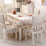 Yeknu Antiskid Dining Table Cover Jacquard Multiple Options Tablecloth Jacquard Square Lace Design Embroidered Flower Chair Covers