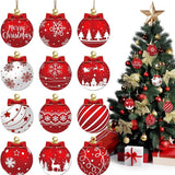 Yeknu 12Pcs Wooden Christmas Ball Ornaments Xmas Tree Hanging Pendant DIY Craft Merry Christmas Decoration For Home 2025 New Year Gift