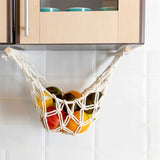 Yeknu Hand-Woven Macrame Vegetable Hammock Net Under Cabinet Fruit Hanging Basket Kitchen Storage Organizer Hanging MiniTapestry Decor