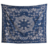 Yeknu Blue Moon Floral Mandala Tapestry