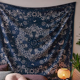 Yeknu Blue Moon Floral Mandala Tapestry