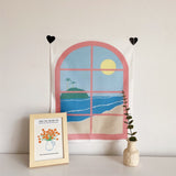 Yeknu Cute Fake Window Tapestry