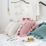 Yeknu Bohemian Knitted Pastel Color Pillowcase