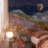 Yeknu Night Hill Flowers Tapestry