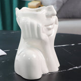 Yeknu Elegance White Girl Figurine Ceramic Vase