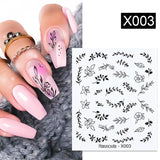 Yeknu 1Pc Spring Water Nail Decal And Sticker Flower Leaf Tree Green Simple Summer DIY Slider For Manicuring Nail Art Watermark