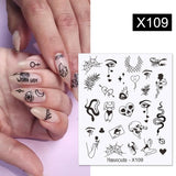 Yeknu 1Pc Spring Water Nail Decal And Sticker Flower Leaf Tree Green Simple Summer DIY Slider For Manicuring Nail Art Watermark