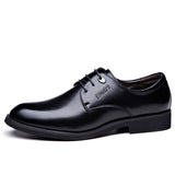 Yeknu Classic Business Formal Black For Men Wedding Lace up Designer Leather Breathable Casual Round Toe Shoes 1307-18