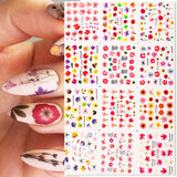 Yeknu 12 pattern/sheet Colorful French Nail Stickers Manicure Rainbow Wave Summer Neon Geometric Lines Water Nail Decals Set