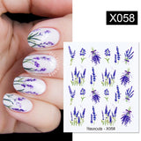 Yeknu 1Pc Spring Water Nail Decal And Sticker Flower Leaf Tree Green Simple Summer DIY Slider For Manicuring Nail Art Watermark