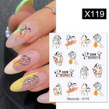 Yeknu 1Pc Spring Water Nail Decal And Sticker Flower Leaf Tree Green Simple Summer DIY Slider For Manicuring Nail Art Watermark