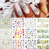 Yeknu 12 pattern/sheet Colorful French Nail Stickers Manicure Rainbow Wave Summer Neon Geometric Lines Water Nail Decals Set