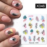 Yeknu 1Pc Spring Water Nail Decal And Sticker Flower Leaf Tree Green Simple Summer DIY Slider For Manicuring Nail Art Watermark