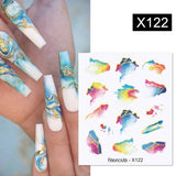 Yeknu 1Pc Spring Water Nail Decal And Sticker Flower Leaf Tree Green Simple Summer DIY Slider For Manicuring Nail Art Watermark