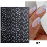 Yeknu 1 Sheet 3D Nail Sticker Blooming Ink Marble Flower Leaves Line Sliders French Tip Nails Decals Sticker DIY Decoration