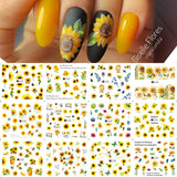 Yeknu 12 pattern/sheet Colorful French Nail Stickers Manicure Rainbow Wave Summer Neon Geometric Lines Water Nail Decals Set