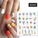 Yeknu 1Pc Spring Water Nail Decal And Sticker Flower Leaf Tree Green Simple Summer DIY Slider For Manicuring Nail Art Watermark