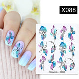 Yeknu 1Pc Spring Water Nail Decal And Sticker Flower Leaf Tree Green Simple Summer DIY Slider For Manicuring Nail Art Watermark