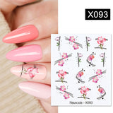 Yeknu 1Pc Spring Water Nail Decal And Sticker Flower Leaf Tree Green Simple Summer DIY Slider For Manicuring Nail Art Watermark