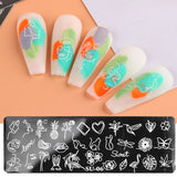 Yeknu Nail Art Stamping Plate Nail Template Gel Printing Stencil Mermaid Flower Leaf Heart Ocean Design Nail Polish Mold NLFB01-06