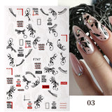 Yeknu 1 Sheet 3D Nail Sticker Blooming Ink Marble Flower Leaves Line Sliders French Tip Nails Decals Sticker DIY Decoration