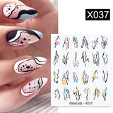 Yeknu 1Pc Spring Water Nail Decal And Sticker Flower Leaf Tree Green Simple Summer DIY Slider For Manicuring Nail Art Watermark