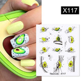 Yeknu 1Pc Spring Water Nail Decal And Sticker Flower Leaf Tree Green Simple Summer DIY Slider For Manicuring Nail Art Watermark