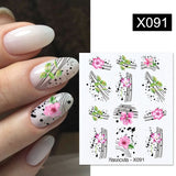 Yeknu 1Pc Spring Water Nail Decal And Sticker Flower Leaf Tree Green Simple Summer DIY Slider For Manicuring Nail Art Watermark