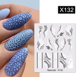 Yeknu 1Pc Spring Water Nail Decal And Sticker Flower Leaf Tree Green Simple Summer DIY Slider For Manicuring Nail Art Watermark