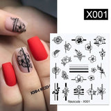 Yeknu 1Pc Spring Water Nail Decal And Sticker Flower Leaf Tree Green Simple Summer DIY Slider For Manicuring Nail Art Watermark