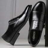 Yeknu Luxury Black Formal Leather Men Flat Oxfords Business Slip on Pointed Toe Fashion Groom Wedding Boutique Shoes 3515