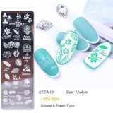 Yeknu Nail Art Stamping Plate Nail Template Gel Printing Stencil Mermaid Flower Leaf Heart Ocean Design Nail Polish Mold NLFB01-06