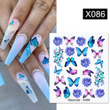 Yeknu 1Pc Spring Water Nail Decal And Sticker Flower Leaf Tree Green Simple Summer DIY Slider For Manicuring Nail Art Watermark