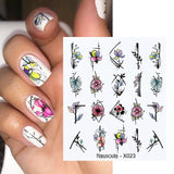 Yeknu 1Pc Spring Water Nail Decal And Sticker Flower Leaf Tree Green Simple Summer DIY Slider For Manicuring Nail Art Watermark