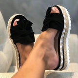 Yeknu Slippers Women Sandals Platform Sandals Shoes Women Bow Summer Sandals Slipper Indoor Outdoor Flip-flops Beach Shoes Female