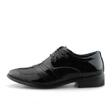 Yeknu Formal Casual Leather Black Men Oxfords Business Luxury Shiny Leather Lace up Dress Pointed Toe Footwear Shoes A229