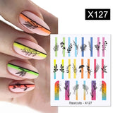 Yeknu 1Pc Spring Water Nail Decal And Sticker Flower Leaf Tree Green Simple Summer DIY Slider For Manicuring Nail Art Watermark