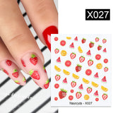 Yeknu 1Pc Spring Water Nail Decal And Sticker Flower Leaf Tree Green Simple Summer DIY Slider For Manicuring Nail Art Watermark