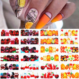 Yeknu 12 pattern/sheet Colorful French Nail Stickers Manicure Rainbow Wave Summer Neon Geometric Lines Water Nail Decals Set