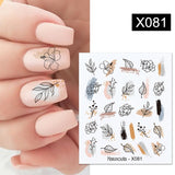 Yeknu 1Pc Spring Water Nail Decal And Sticker Flower Leaf Tree Green Simple Summer DIY Slider For Manicuring Nail Art Watermark