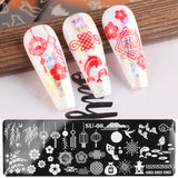 Yeknu Nail Art Stamping Plate Nail Template Gel Printing Stencil Mermaid Flower Leaf Heart Ocean Design Nail Polish Mold NLFB01-06