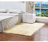 Yeknu Artificial Wool Carpet Living Bedroom Sofa Area Rugs White Shaggy Rectangle Fluffy Soft Mats Luxury Faux Fur Seat Pad Home Decor