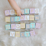 Yeknu 5x5cm Nordic Wooden Alphabet Letters Wood English ABC Blocks DIY Baby Name Cubes Newborn Keepsake Gifts Toys Photo Props Decor