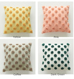 Yeknu Polka Dots Cushion Cover 45x45cm Pillow Cover Pink Yellow Green Coffee tufed Handmade Home Decorative