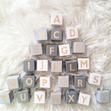 Yeknu 5x5cm Nordic Wooden Alphabet Letters Wood English ABC Blocks DIY Baby Name Cubes Newborn Keepsake Gifts Toys Photo Props Decor