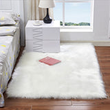 Yeknu Artificial Wool Carpet Living Bedroom Sofa Area Rugs White Shaggy Rectangle Fluffy Soft Mats Luxury Faux Fur Seat Pad Home Decor