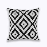 Yeknu Home Decor Embroidered Cushion Cover Navy/White Pillowcase Canvas Cotton Square Embroidery Pillow Cover 45x45cm Quatrefoil